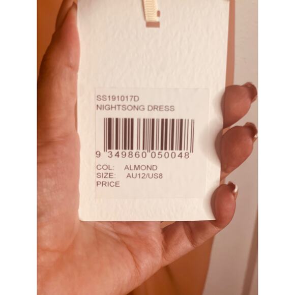 Significant Other Nightsong Dress Strapless Surplice Draped Front Almond Size 8 - Picture 9 of 12